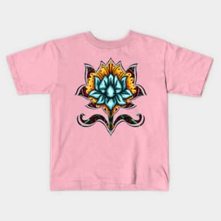 Blue yoga lotus flower, spirituality lotus Kids T-Shirt